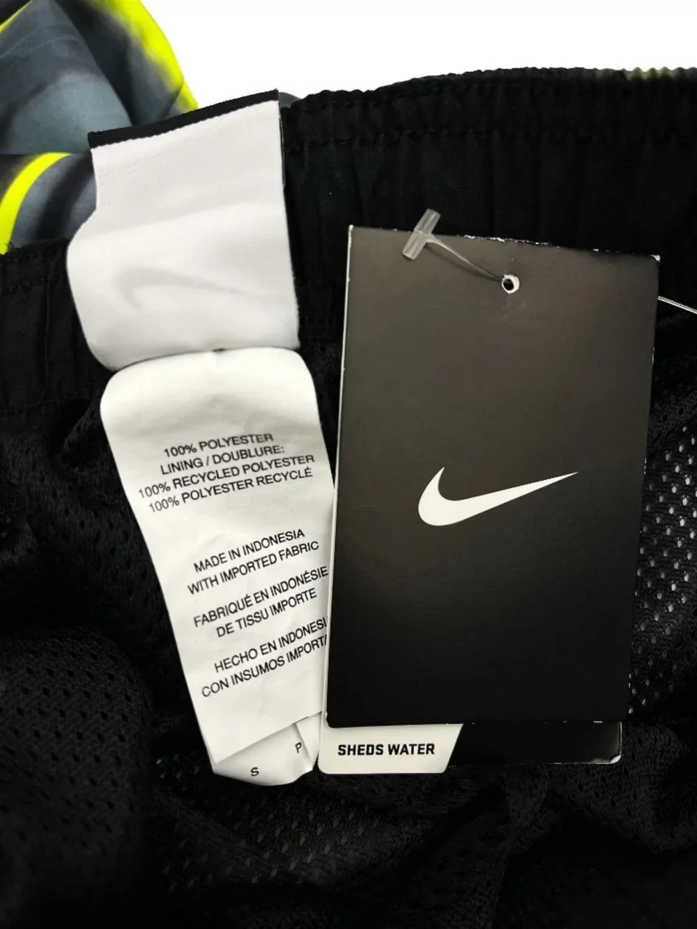 Nike NWT Swim Trunks Neon Black Striped Board Lined Shorts Mens S